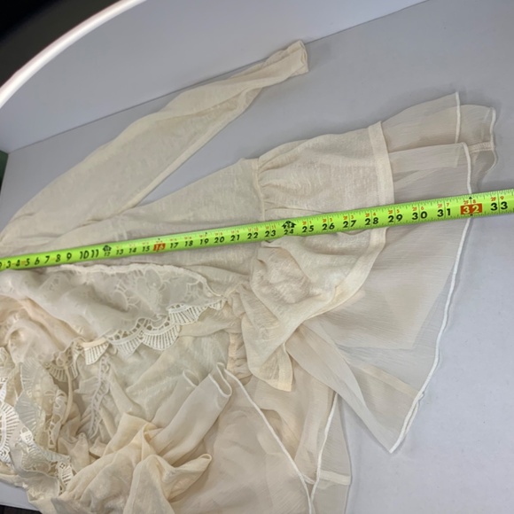 Ryu Vintage inspired Victorian Romantic ruffled lace boho cardigan ivory cream - Picture 10 of 12